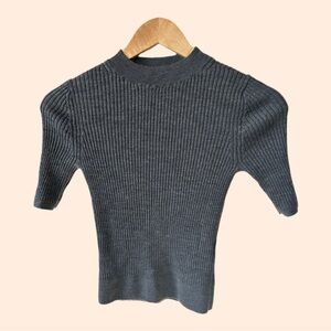 Uniqlo Gray Ribbed Merino Wool Sweater Knit Top sz XS
